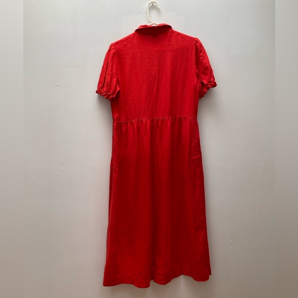 Aritzia - Wilfred Naeva Pure Linen Red Button-Up Women's Dress - Picture 5 of 8